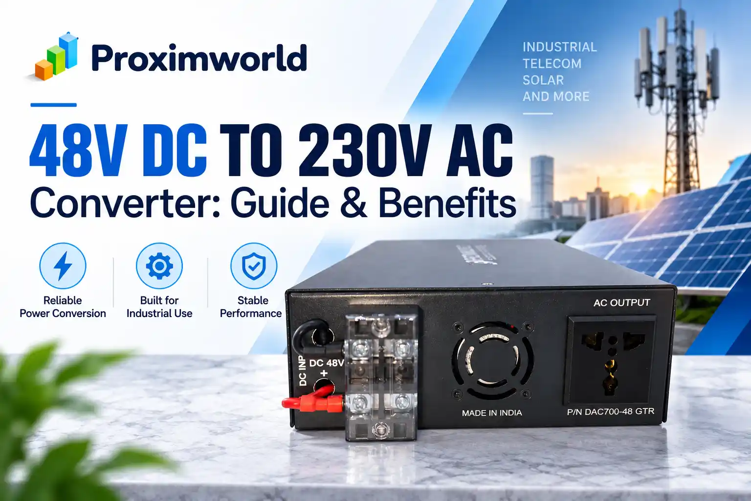 48V DC to 230V AC converter used for industrial and telecom power backup applications
